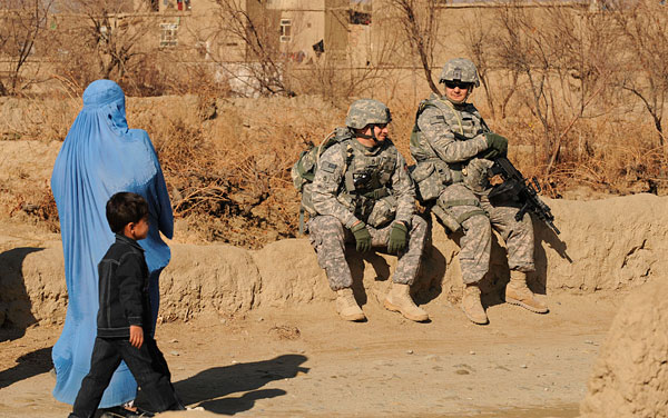 Afghans and soldiers