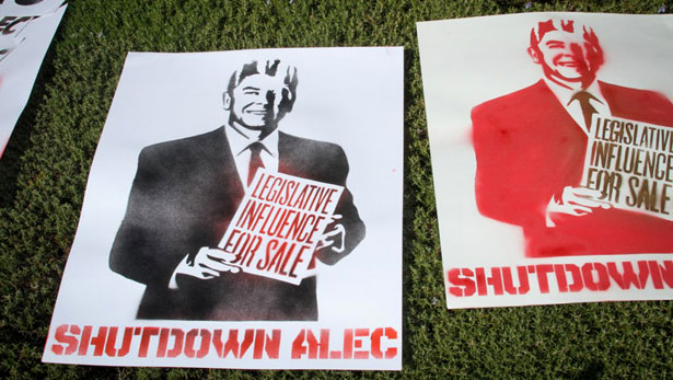 SHUTDOWN ALEC signs