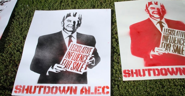 SHUTDOWN ALEC signs