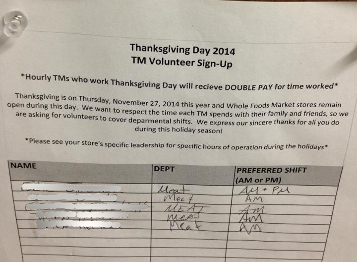 Want Thanksgiving Off? Follow These Whole Foods Workers ...