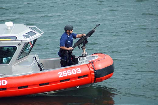 Cop in patrol boat